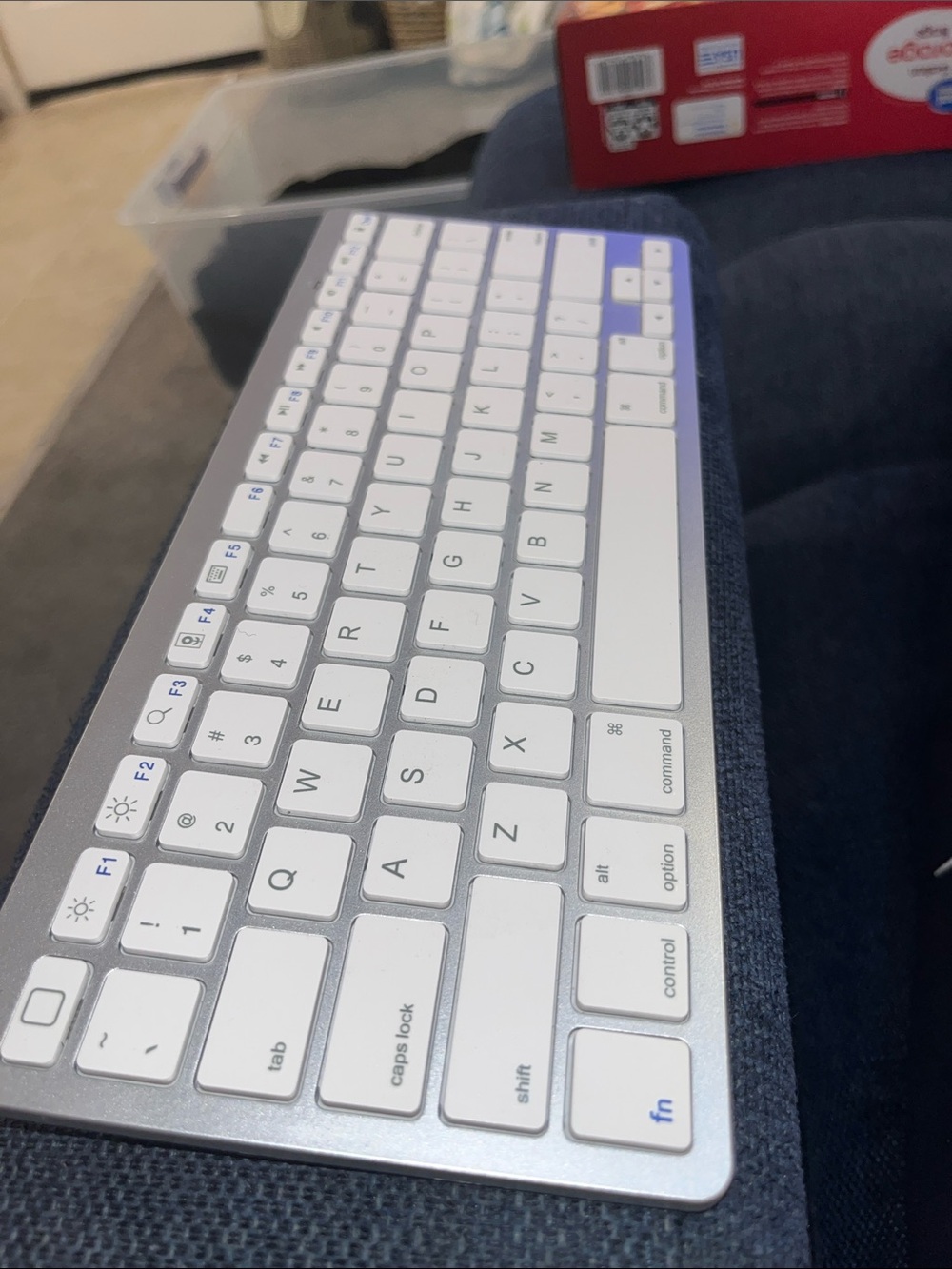 Slim Wireless Bluetooth Keyboard in White and Silver